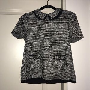 houndstooth peter pan collar top